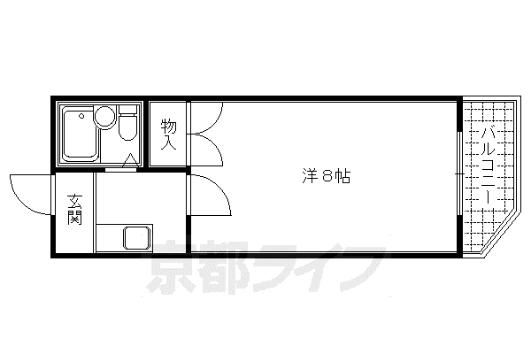 ササキビル(1K/4階)の間取り写真