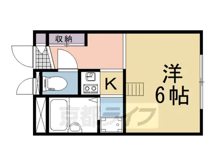 京都府京都市南区 2階建 築28年(1K/2階)の間取り写真