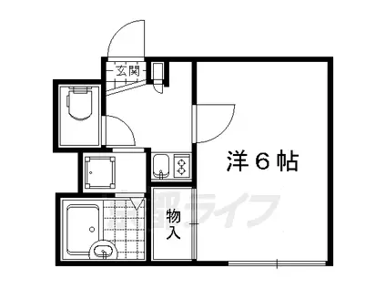 京都府京都市上京区 2階建 築15年(1K/2階)の間取り写真