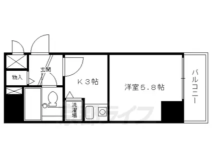 京都市烏丸線 烏丸御池駅 徒歩7分 8階建 築40年(1K/8階)の間取り写真