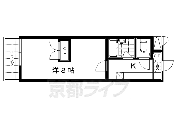 京阪電気鉄道京阪線 清水五条駅 徒歩15分 4階建 築28年(1K/2階)の間取り写真