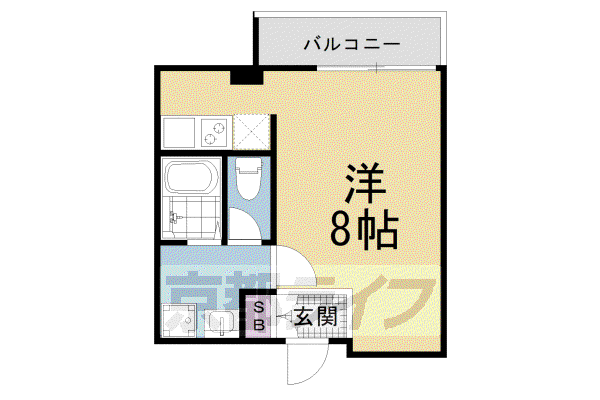 山陰本線 丹波口駅 徒歩7分 7階建 築49年(1K/7階)の間取り写真