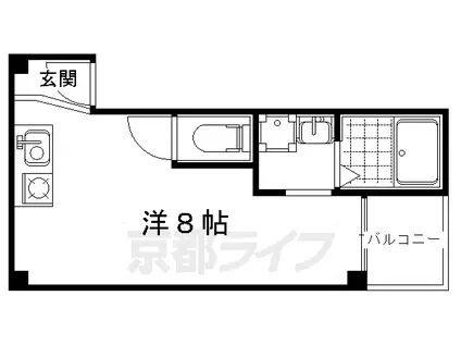 阪急電鉄京都線 西院駅(阪急) 徒歩3分 5階建 築37年(ワンルーム/3階)の間取り写真