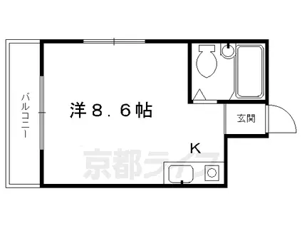 京阪電気鉄道京阪線 清水五条駅 徒歩3分 5階建 築39年(1K/2階)の間取り写真
