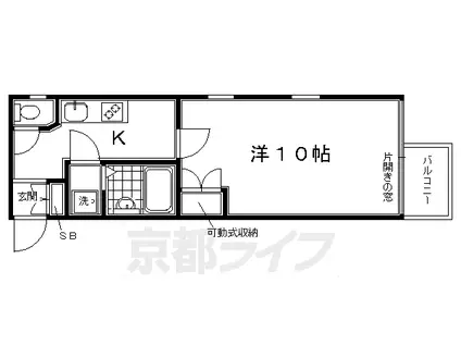 京阪電気鉄道京阪線 七条駅 徒歩5分 4階建 築38年(1K/2階)の間取り写真