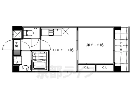 東海道本線 京都駅 徒歩10分 8階建 築20年(1DK/8階)の間取り写真