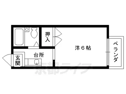京都市東西線 東山駅(京都) 徒歩2分 2階建 築41年(1K/1階)の間取り写真