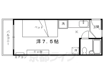 京阪電気鉄道京阪線 東福寺駅 徒歩13分 3階建 築43年(ワンルーム/2階)の間取り写真