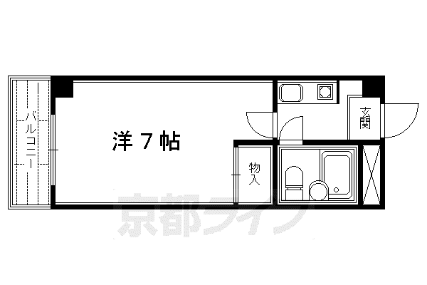 京阪電気鉄道京阪線 祇園四条駅 徒歩10分 6階建 築39年(1K/5階)の間取り写真