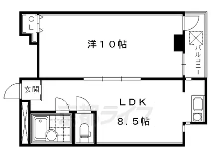 京阪電気鉄道京阪線 祇園四条駅 徒歩10分 6階建 築38年(1LDK/6階)の間取り写真