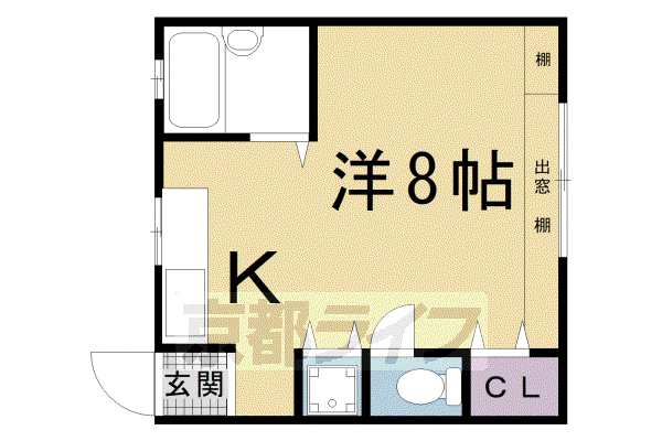 京阪電気鉄道京阪線 清水五条駅 徒歩12分 4階建 築57年(ワンルーム/2階)の間取り写真