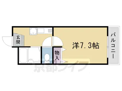 京福北野線 御室仁和寺駅 徒歩5分 2階建 築28年(1K/1階)の間取り写真