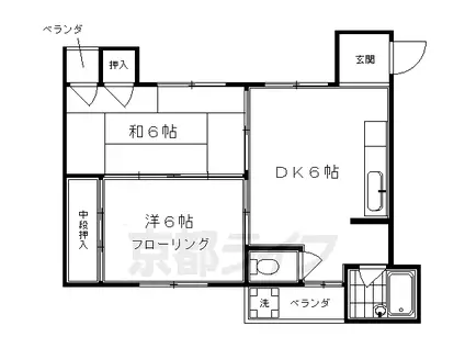 京阪電気鉄道京阪線 清水五条駅 徒歩4分 5階建 築49年(2DK/5階)の間取り写真