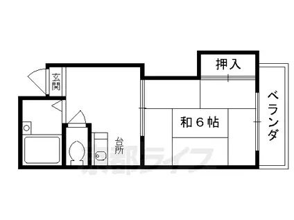 京都市東西線 東山駅(京都) 徒歩5分 4階建 築42年(1K/3階)の間取り写真
