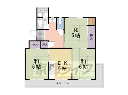 阪急電鉄京都線 長岡天神駅 徒歩23分 4階建 築55年(3DK/3階)の間取り写真