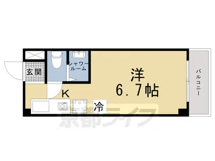 京阪電気鉄道京阪線 東福寺駅 徒歩4分 5階建 築47年(1K/4階)の間取り写真