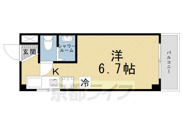 京阪電気鉄道京阪線 東福寺駅 徒歩4分 5階建 築47年(1K/4階)の間取り写真