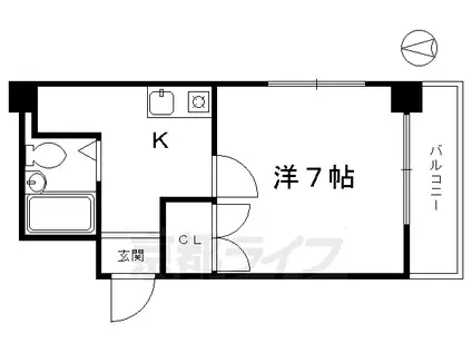 京阪電気鉄道京阪線 清水五条駅 徒歩3分 7階建 築39年(1K/5階)の間取り写真