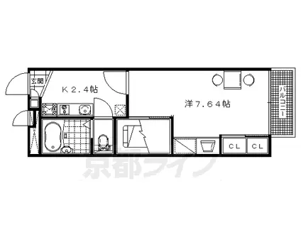 東海道本線 向日町駅 徒歩17分 2階建 築18年(1K/2階)の間取り写真
