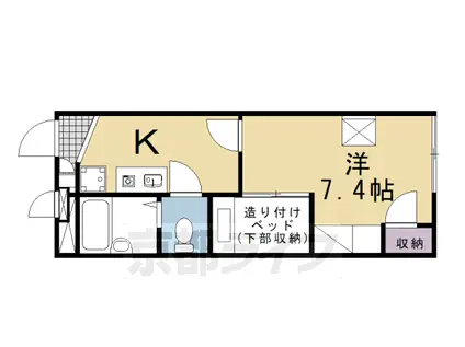 京都府京都市南区 2階建 築17年(1K/2階)の間取り写真