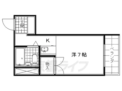 東海道本線 京都駅 徒歩3分 5階建 築40年(1K/2階)の間取り写真