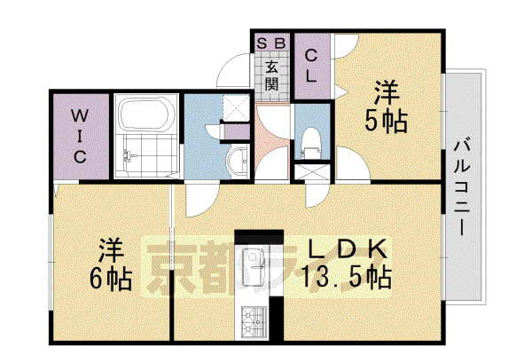 阪急電鉄京都線 西山天王山駅 徒歩3分 2階建 築19年(2LDK/1階)の間取り写真
