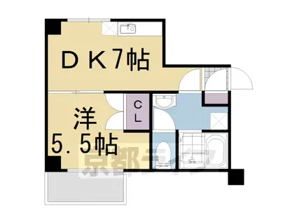東海道本線 長岡京駅 徒歩3分 5階建 築19年(1DK/2階)の間取り写真