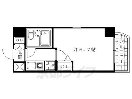 阪急電鉄京都線 大宮駅(京都) 徒歩4分 11階建 築36年(1K/6階)の間取り写真