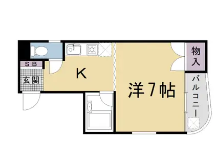 京都市烏丸線 五条駅(京都市営) 徒歩7分 5階建 築33年(1K/2階)の間取り写真