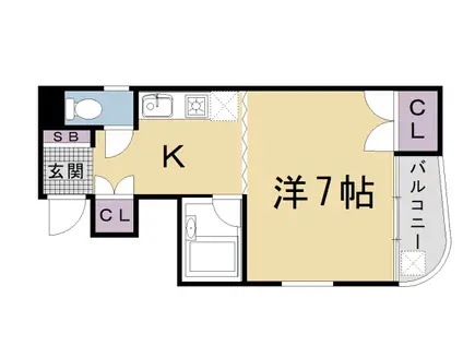 京都市烏丸線 五条駅(京都市営) 徒歩7分 5階建 築33年(1K/5階)の間取り写真