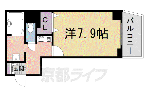 山陰本線 丹波口駅 徒歩1分 11階建 築36年(1K/3階)の間取り写真