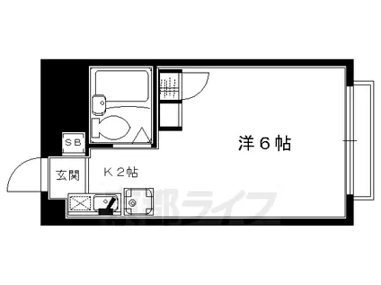 京都市烏丸線 五条駅(京都市営) 徒歩7分 3階建 築40年(1K/3階)の間取り写真