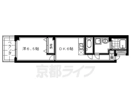 京都市烏丸線 五条駅(京都市営) 徒歩1分 5階建 築30年(1DK/3階)の間取り写真