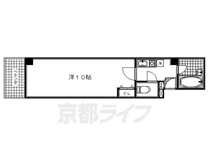 東海道本線 京都駅 徒歩5分 7階建 築30年(1K/4階)の間取り写真