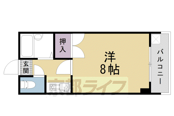 東海道本線 西大路駅 徒歩9分 3階建 築31年(1K/2階)の間取り写真
