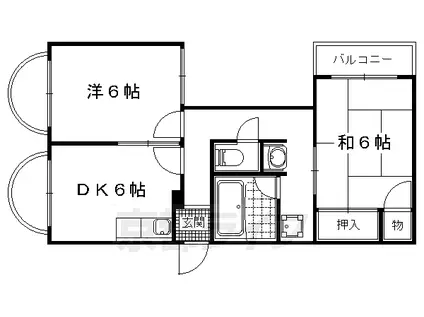 京都市東西線 椥辻駅 徒歩15分 4階建 築39年(2DK/2階)の間取り写真