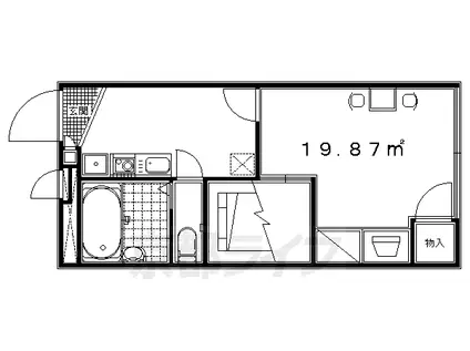 阪急電鉄京都線 西山天王山駅 徒歩7分 2階建 築18年(1K/1階)の間取り写真