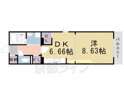 阪急電鉄京都線 洛西口駅 徒歩10分 3階建 築18年(1DK/2階)の間取り写真