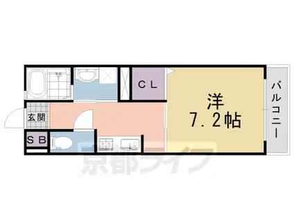 東海道本線 長岡京駅 徒歩3分 2階建 築18年(1K/1階)の間取り写真