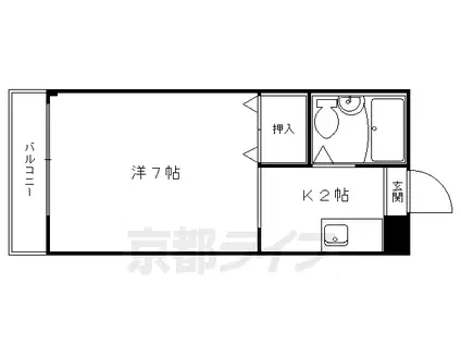 京福北野線 等持院・立命館大学衣笠キャンパス前駅 徒歩3分 2階建 築39年(1K/1階)の間取り写真