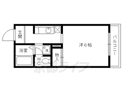 京都府京都市北区 2階建 築32年(1K/1階)の間取り写真