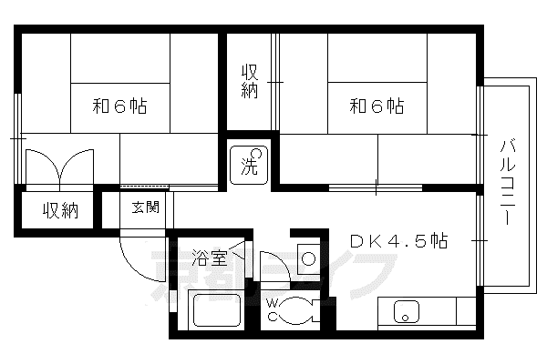セジュール金閣(2DK/1階)の間取り写真
