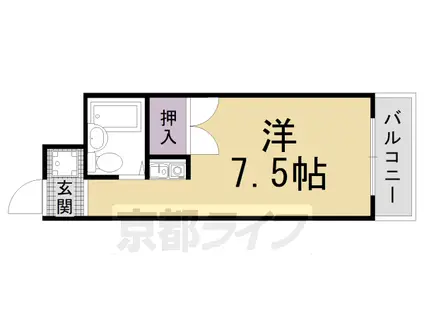 阪急電鉄嵐山線 松尾大社駅 徒歩7分 3階建 築37年(1K/2階)の間取り写真