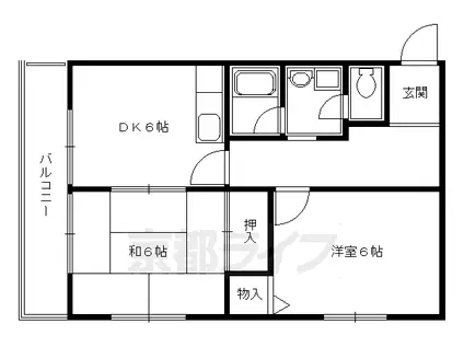 東海道本線 西大路駅 徒歩15分 4階建 築31年(2DK/3階)の間取り写真