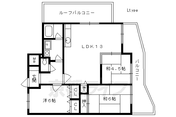 京阪電気鉄道宇治線 観月橋駅 徒歩3分 7階建 築38年(3LDK/7階)の間取り写真