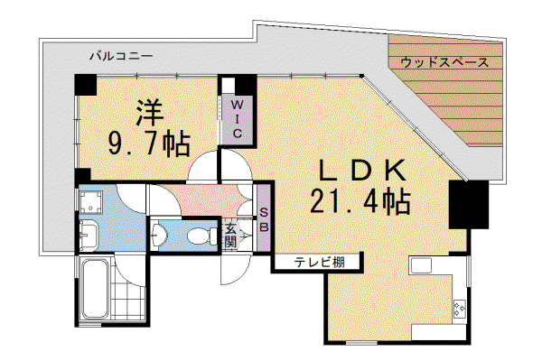 京阪電気鉄道京阪線 藤森駅 徒歩6分 5階建 築26年(1LDK/5階)の間取り写真