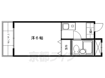 京都市烏丸線 くいな橋駅 徒歩7分 4階建 築29年(1K/3階)の間取り写真
