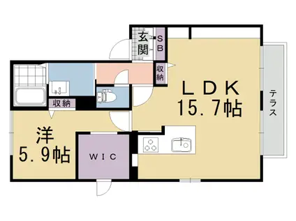 京阪電気鉄道京阪線 墨染駅 徒歩5分 2階建 築26年(1LDK/1階)の間取り写真