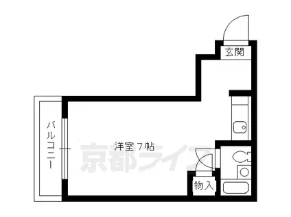 京福北野線 北野白梅町駅 徒歩8分 5階建 築36年(1K/4階)の間取り写真