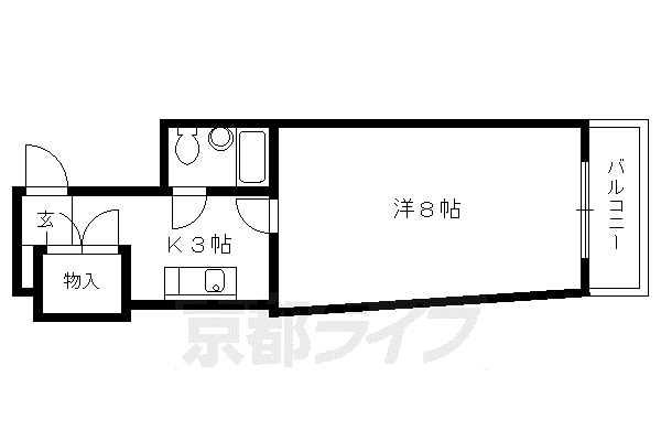 京都市烏丸線 北大路駅 徒歩22分 3階建 築38年(1K/1階)の間取り写真